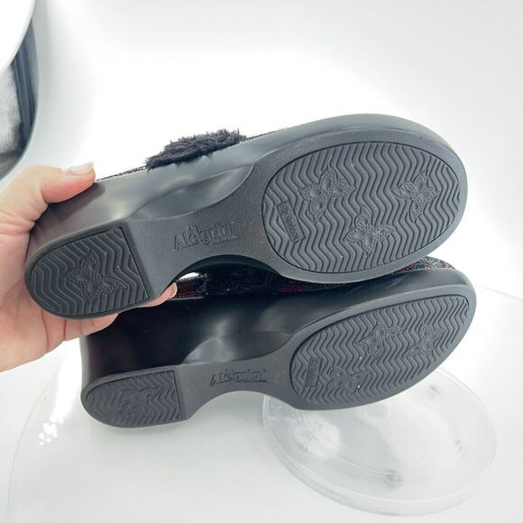 Alegria Women's Isabelle Mule Size 37 7 Tartan Leather Red Lines Slip On Comfy - Picture 12 of 14